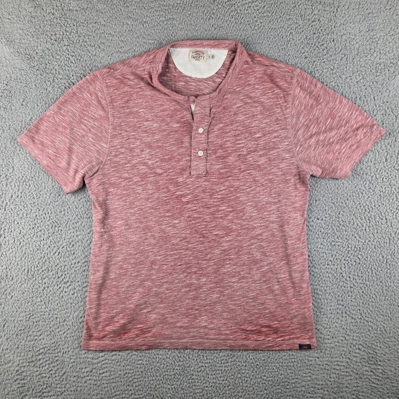 Faherty Other - Faherty Henley‎ Tee Shirt Mens Large Red Heather Short Sleeve Cotton Blend